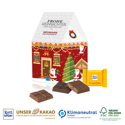 Präsent &quot;Weihnachtshaus&quot;, Klimaneutral, FSC®-zertifiziert bedrucken, Art.-Nr. 95485