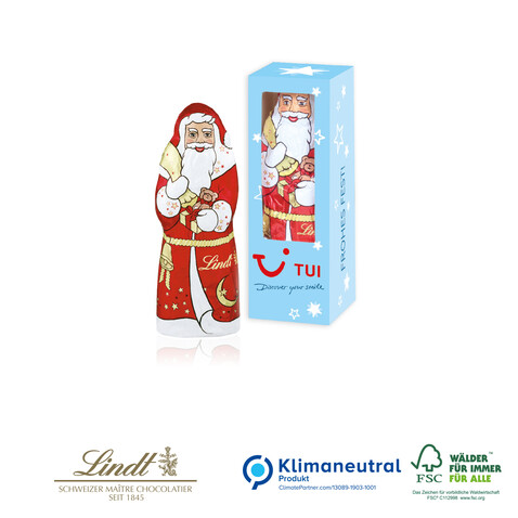 Weihnachtsmann von Lindt, 10 g, Klimaneutral, FSC®-zertifiziert bedrucken, Art.-Nr. 95498