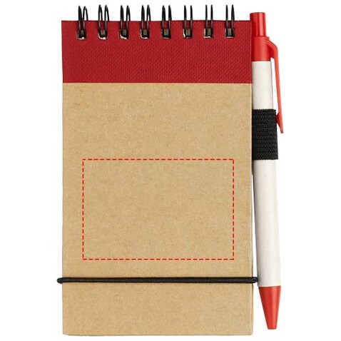 Zuse A7 Recycling Notizblock mit Stift, natur, rot bedrucken, Art.-Nr. 10626900