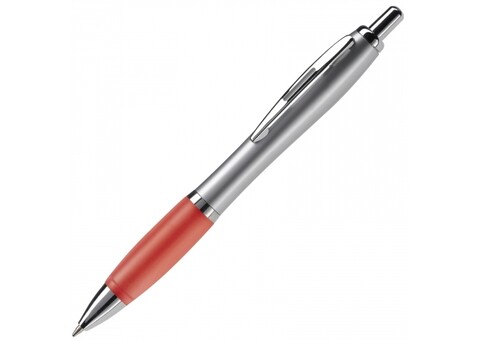 Kugelschreiber Hawaï Silver - Silber / Rot bedrucken, Art.-Nr. LT80422-N0521