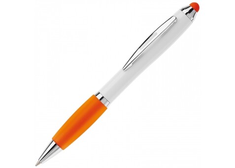 Kugelschreiber Hawaï Stylus weiß - Weiss / Orange bedrucken, Art.-Nr. LT80433-N0126