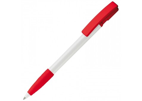 Kugelschreiber Nash Hardcolour mit Gummigriff - Weiss / Rot bedrucken, Art.-Nr. LT80801-N0121