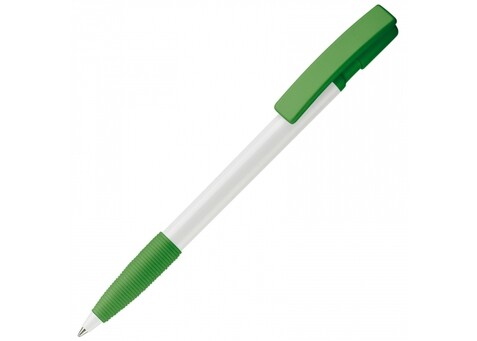 Kugelschreiber Nash Hardcolour mit Gummigriff - Weiss / Grün bedrucken, Art.-Nr. LT80801-N0131