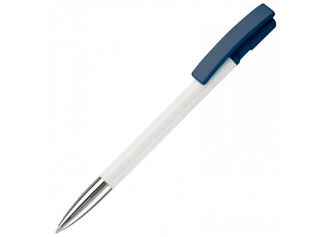 Kugelschreiber Nash Hardcolour mit Metallspitze - Weiss / Dunkelblau bedrucken, Art.-Nr. LT80804-N0110