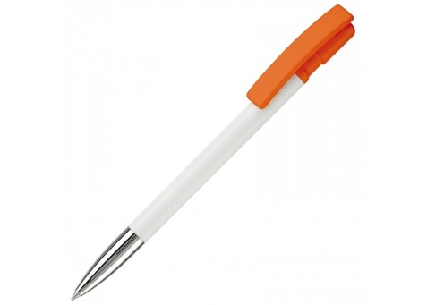 Kugelschreiber Nash Hardcolour mit Metallspitze - Weiss / Orange bedrucken, Art.-Nr. LT80804-N0126