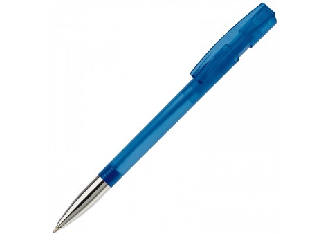 Kugelschreiber Nash Transparent mit Metallspitze - Transparent Blau bedrucken, Art.-Nr. LT80805-N0411