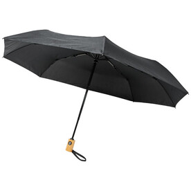 Bo 21" Vollautomatik Kompaktregenschirm aus recyceltem PET-Kunststoff, schwarz bedrucken, Art.-Nr. 10914301 Bo 21" Vollautomatik Kompaktregenschirm aus recyceltem PET-Kunststoff, schwarz bedrucken, Art.-Nr. 10914301