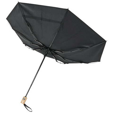 Bo 21&quot; Vollautomatik Kompaktregenschirm aus recyceltem PET-Kunststoff, schwarz bedrucken, Art.-Nr. 10914301