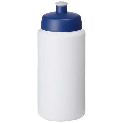 Baseline® Plus grip 500 ml Sportflasche mit Sportdeckel, weiss, blau bedrucken, Art.-Nr. 21068702