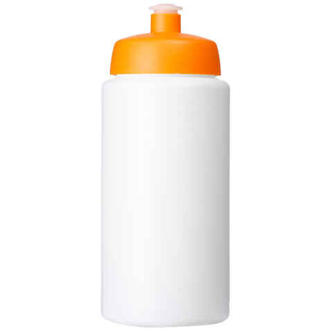 Baseline® Plus grip 500 ml Sportflasche mit Sportdeckel, weiss, orange bedrucken, Art.-Nr. 21068707