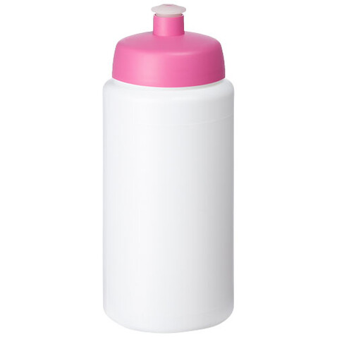 Baseline® Plus grip 500 ml Sportflasche mit Sportdeckel, weiss, rosa bedrucken, Art.-Nr. 21068708