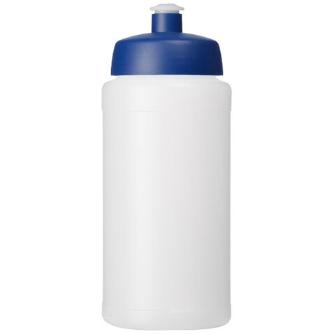 Baseline® Plus grip 500 ml Sportflasche mit Sportdeckel, transparent, blau bedrucken, Art.-Nr. 21068717