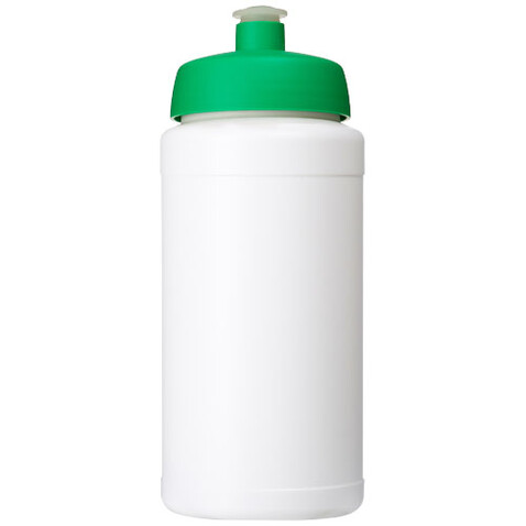 Baseline® Plus 500 ml Flasche mit Sportdeckel, weiss, grün bedrucken, Art.-Nr. 21068806