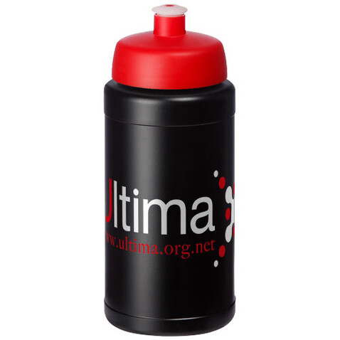 Baseline® Plus 500 ml Flasche mit Sportdeckel, schwarz, rot bedrucken, Art.-Nr. 21068814 Baseline® Plus 500 ml Flasche mit Sportdeckel, schwarz, rot bedrucken, Art.-Nr. 21068814