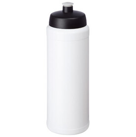 Baseline® Plus grip 750 ml Sportflasche mit Sportdeckel, weiss, schwarz bedrucken, Art.-Nr. 21068900
