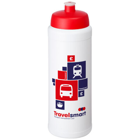 Baseline® Plus grip 750 ml Sportflasche mit Sportdeckel, weiss, rot bedrucken, Art.-Nr. 21068903