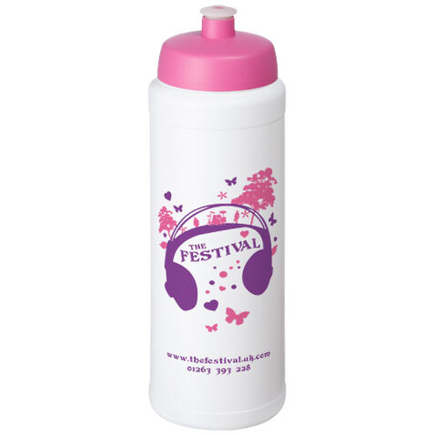 Baseline® Plus grip 750 ml Sportflasche mit Sportdeckel, weiss, rosa bedrucken, Art.-Nr. 21068908