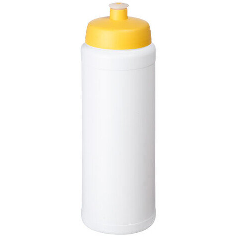 Baseline® Plus grip 750 ml Sportflasche mit Sportdeckel, weiss, gelb bedrucken, Art.-Nr. 21068910 Baseline® Plus grip 750 ml Sportflasche mit Sportdeckel, weiss, gelb bedrucken, Art.-Nr. 21068910