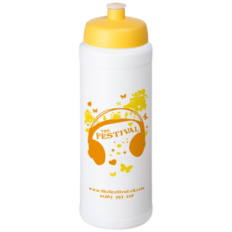 Baseline® Plus grip 750 ml Sportflasche mit Sportdeckel, weiss, gelb bedrucken, Art.-Nr. 21068910 Baseline® Plus grip 750 ml Sportflasche mit Sportdeckel, weiss, gelb bedrucken, Art.-Nr. 21068910