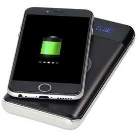 Constant 10000 mAh kabellose Powerbank mit LED, schwarz bedrucken, Art.-Nr. 12395601