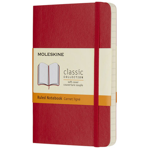 Moleskine Classic Softcover Notizbuch Taschenformat – liniert, scharlachrot bedrucken, Art.-Nr. 10715715