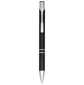 Moneta Druckkugelschreiber aus eloxiertem Aluminium (schwarze Mine), schwarz bedrucken, Art.-Nr. 10758300