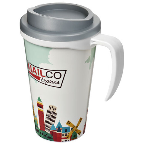 Brite-Ameriano® Grande 350 ml Isolierbecher, weiss, grau bedrucken, Art.-Nr. 21000626 Brite-Ameriano® Grande 350 ml Isolierbecher, weiss, grau bedrucken, Art.-Nr. 21000626