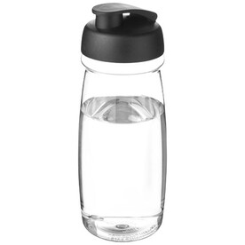 H2O Active® Pulse 600 ml Sportflasche mit Klappdeckel, transparent, schwarz bedrucken, Art.-Nr. 21005415