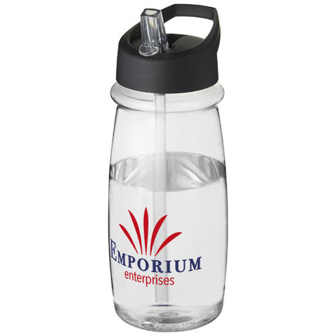 H2O Active® Pulse 600 ml Sportflasche mit Ausgussdeckel, transparent, schwarz bedrucken, Art.-Nr. 21088200
