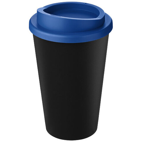 Americano® Eco 350 ml recycelter Becher, schwarz, mittelblau bedrucken, Art.-Nr. 21042207