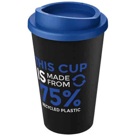 Americano® Eco 350 ml recycelter Becher, schwarz, mittelblau bedrucken, Art.-Nr. 21042207