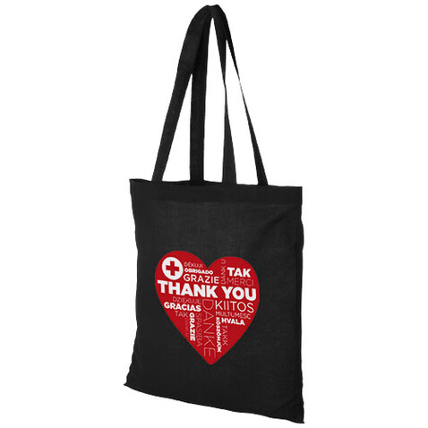 Carolina 100 g/m² Baumwoll Tragetasche 7L, schwarz bedrucken, Art.-Nr. 11941101