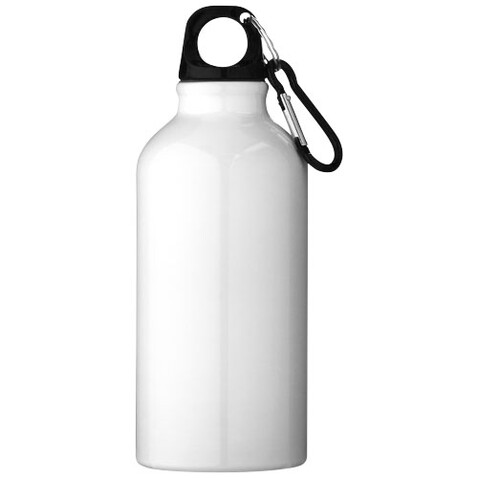 Oregon 400 ml Aluminium Trinkflasche mit Karabinerhaken, weiss bedrucken, Art.-Nr. 10000208