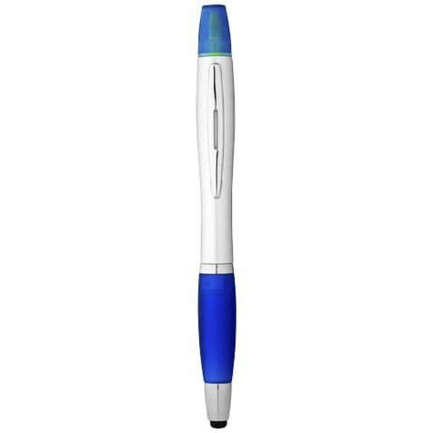 Nash Stylus Kugelschreiber und Marker (schwarze Mine), silber, royalblau bedrucken, Art.-Nr. 10658101