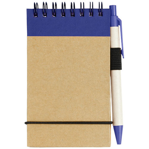 Zuse A7 Recycling Notizblock mit Stift, natur, navy bedrucken, Art.-Nr. 10626902