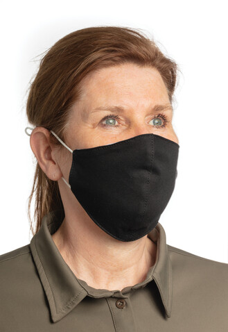 Wiederverwendbare 2-lagige Baumwoll-Gesichtsmaske schwarz bedrucken, Art.-Nr. P265.891