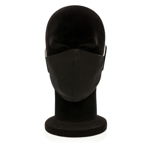 Wiederverwendbare 2-lagige Baumwoll-Gesichtsmaske schwarz bedrucken, Art.-Nr. P265.891