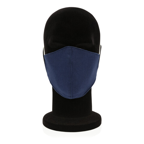 Wiederverwendbare 2-lagige Baumwoll-Gesichtsmaske navy blau bedrucken, Art.-Nr. P265.895