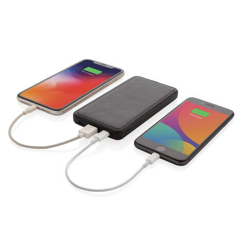 Tusca 10.000 mAh PU Powerbank schwarz bedrucken, Art.-Nr. P322.191