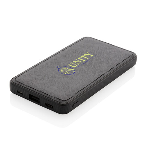 Tusca 10.000 mAh PU Powerbank schwarz bedrucken, Art.-Nr. P322.191