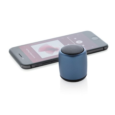 Kabelloser Mini-Lautsprecher aus Aluminium blau bedrucken, Art.-Nr. P329.395