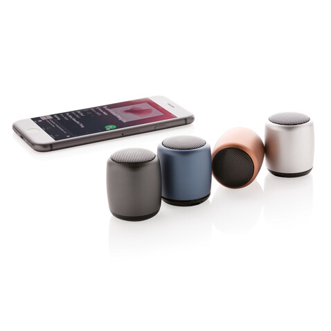 Kabelloser Mini-Lautsprecher aus Aluminium blau bedrucken, Art.-Nr. P329.395