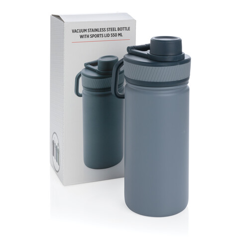 Sport Vakuum-Flasche aus Stainless Steel 550ml blau, blau bedrucken, Art.-Nr. P436.195