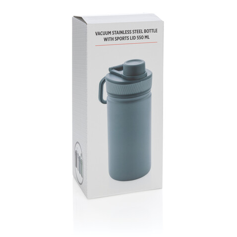 Sport Vakuum-Flasche aus Stainless Steel 550ml blau, blau bedrucken, Art.-Nr. P436.195