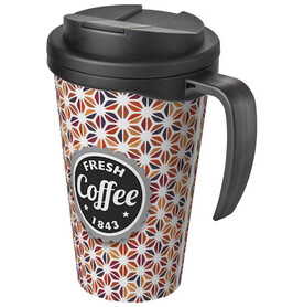 Brite-Ameriano® Grande 350 ml Isolierbecher mit auslaufsicherem Schraubverschluss, schwarz, schwarz bedrucken, Art.-Nr. 21042000