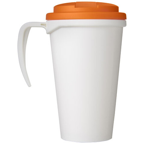 Brite-Ameriano® Grande 350 ml Isolierbecher mit auslaufsicherem Schraubverschluss, weiss, orange bedrucken, Art.-Nr. 21042010 Brite-Ameriano® Grande 350 ml Isolierbecher mit auslaufsicherem Schraubverschluss, weiss, orange bedrucken, Art.-Nr. 21042010