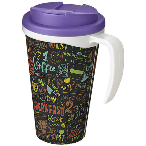 Brite-Ameriano® Grande 350 ml Isolierbecher mit auslaufsicherem Schraubverschluss, weiss, lila bedrucken, Art.-Nr. 21042011 Brite-Ameriano® Grande 350 ml Isolierbecher mit auslaufsicherem Schraubverschluss, weiss, lila bedrucken, Art.-Nr. 21042011