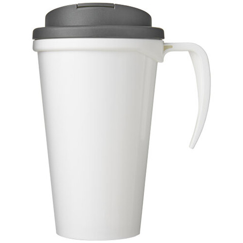 Brite-Ameriano® Grande 350 ml Isolierbecher mit auslaufsicherem Schraubverschluss, weiss, grau bedrucken, Art.-Nr. 21042013