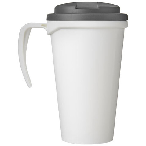 Brite-Ameriano® Grande 350 ml Isolierbecher mit auslaufsicherem Schraubverschluss, weiss, grau bedrucken, Art.-Nr. 21042013