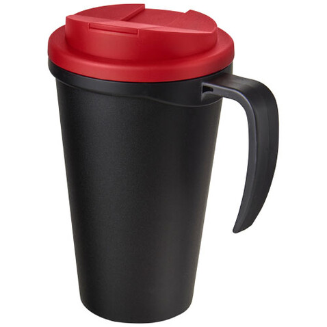Americano® Grande 350 ml Isolierbecher mit auslaufsicherem Schraubverschluss, schwarz, rot bedrucken, Art.-Nr. 21042102 Americano® Grande 350 ml Isolierbecher mit auslaufsicherem Schraubverschluss, schwarz, rot bedrucken, Art.-Nr. 21042102